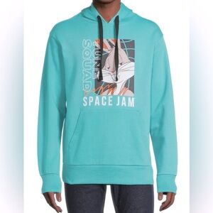 Space Jam Tune Squad Bugs Bunny Men's XL Turquoise Graphic Hooded Sweatshirt